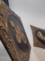 1960s Sears Hollywood Regency Repousse Metal Greek Goddess Plaques Set 11″