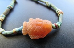 NILE Ancient Egyptian Fish Amulet Mummy Bead Necklace ca 600 BC
