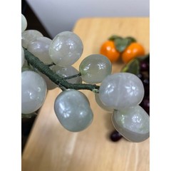 VTG Chinese Carved Jade Stone Fruit Grapes Oranges Decor Set MCM Chinoiserie 60s