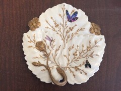 Antique Theodore Haviland HANDPAINTED Sculptural Leaf Plate