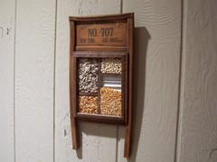 Decorative Rustic Look Washboard With Seeds Corn Beans Nuts & Sunflowers Hangs