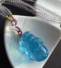 Natural Beautiful Blue Aquamarine Quartz Crystal Pendant
