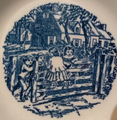 6 Currier & Ives 5.75″ Fruit Bowl Children on a Fence