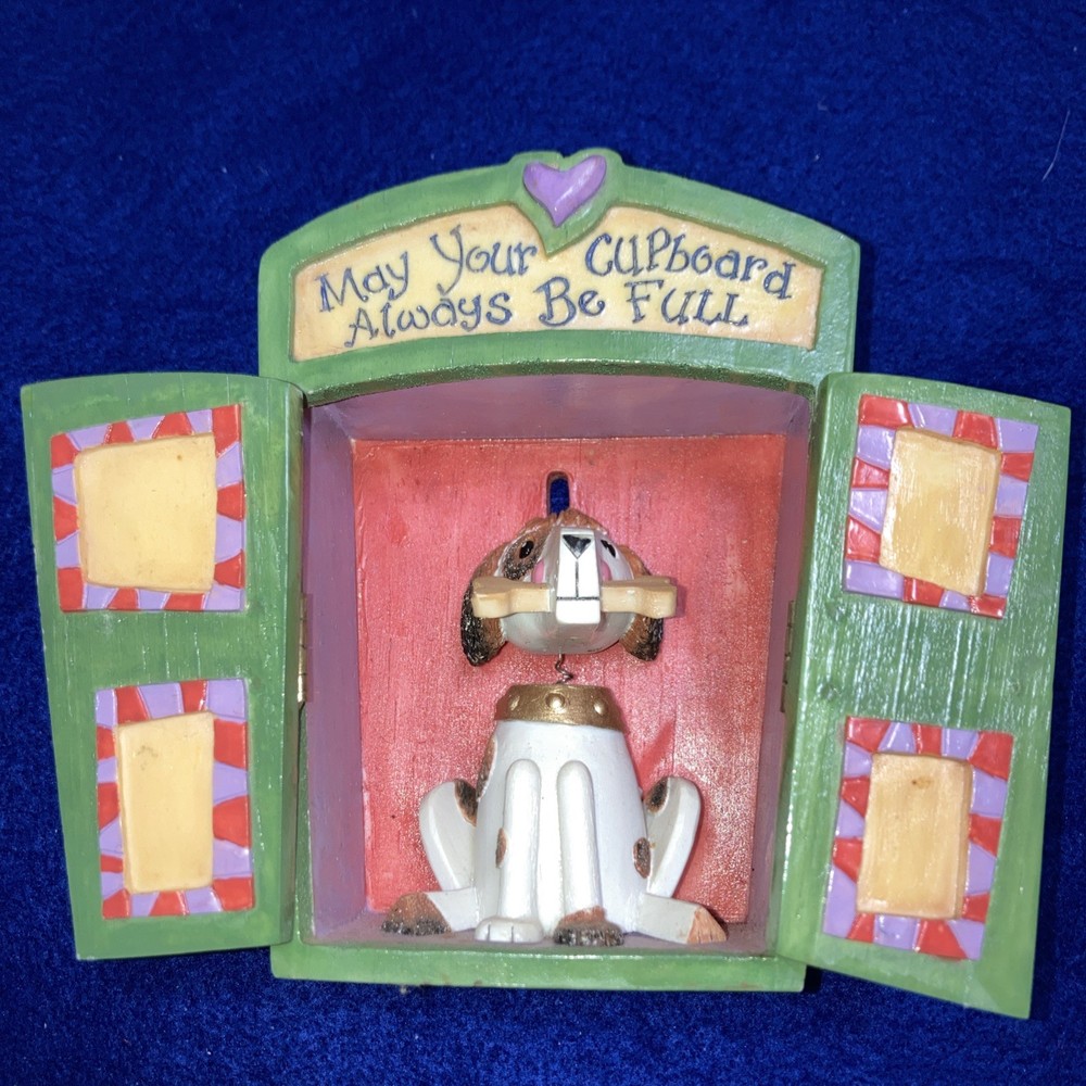 Vtg 1999 Enesco ‘May Your Cupboard Always Be Full’ Dog with Bone Bobble Head
