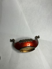 SOLID STERLING SILVER ANTIQUE with enamel and gilding Boat Viking Norway