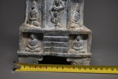 CIRCA NEAR EASTERN GANDHARAN METAL STUPA WITH BUDDHA FIGURES AND SCENES. RARE