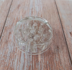 VTG Clear Glass Flower Frog 11 Hole Round 3″ Heavy Floral Stem Holder MCM Solid