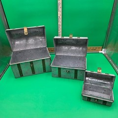 Vintage Unbranded Set of 3 Nesting “Treasure” Chests Made in India