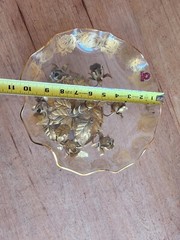 Flamingo Crystal Pedestal Bowl Dish 24KT Gold Gilt Holland Vintage Tole Roses