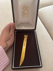 Mitus Colombia Muisca Style Letter Opener Pre-Columbian Gold Figure w/ Box