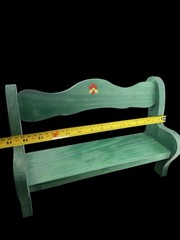 Vintage Green Painted Wooden Wall Shelf 15in Decorative Primitive Floral Accent