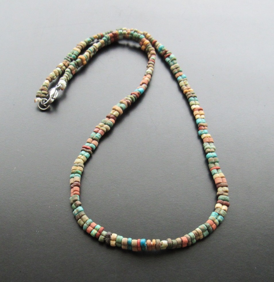 NILE Ancient Egyptian Amulet Mummy Bead Necklace ca 600 BC