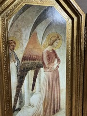 VTG Neiman Marcus Gold Leaf Folding Hinged Diptych Panels; “Annunciation”; ITALY