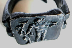 300 BC Ancient Greek Silver Ring Dionysus god of wine-making orchards, fertility