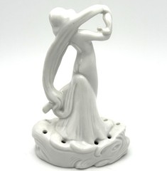 Antique Porcelain Nude Lady Hat Pin Holder Germany Art Deco Figurine 4.25”