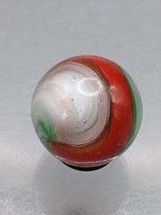 .64″ Akro Corkscrew Popeye Red, Green, White Christmas Marble- #CE125