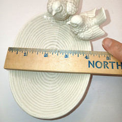 Vintage Fitz & Floyd Ceramic Love Birds Trinket Soap Dish Beige 1978 Japan