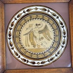 Antique Decorative Wood Framed Wall Hanging Greek Winged Goddess Reverse Paint