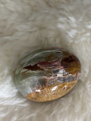 Marble Alabaster Carved Polished Egg Art Decor Paperweight 3″ Long