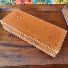 Antique early 20th century Edwardian leather bound silk lined hand painted box