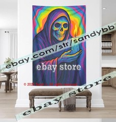 Psychedelic reaper wall tapestry energy gothic 39X59 in