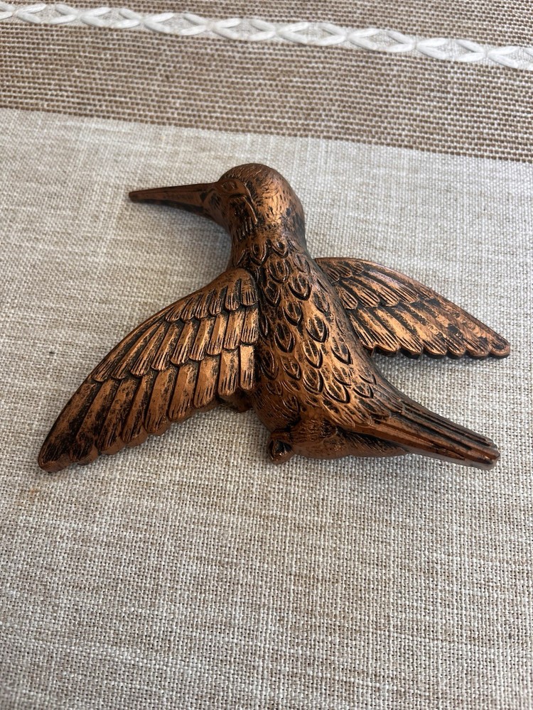 Vintage Homco Plastic Gold Hummingbird Wall Hanging