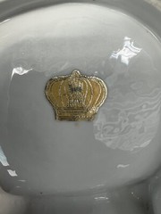 R.P.M. Porcelain China Divided Vintage Serving Bowl Gold Scroll Design