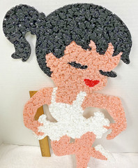 Vintage Melted Plastic Popcorn Girl Ponytail Ballerina Tutu Figural Decoration