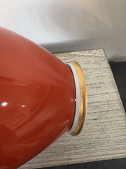 Vtg Fitz & Floyd Medallion d’Or Burnt Orange Gold White FF2 Ginger Jar Vase 6”