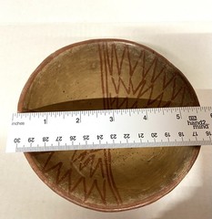 Pre-Columbian Hand Painted Pedestal Bowl- 5 1/2″ diameter, 3 1/2″ tall