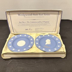 Wedgwood Blue Jasper Compotiers VA & Jefferson State Seal Series No. 1