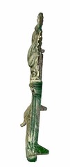 Antique Cast Metal Art Nouveau Clock Face/Picture Frame, Green & White, 11-1/2″