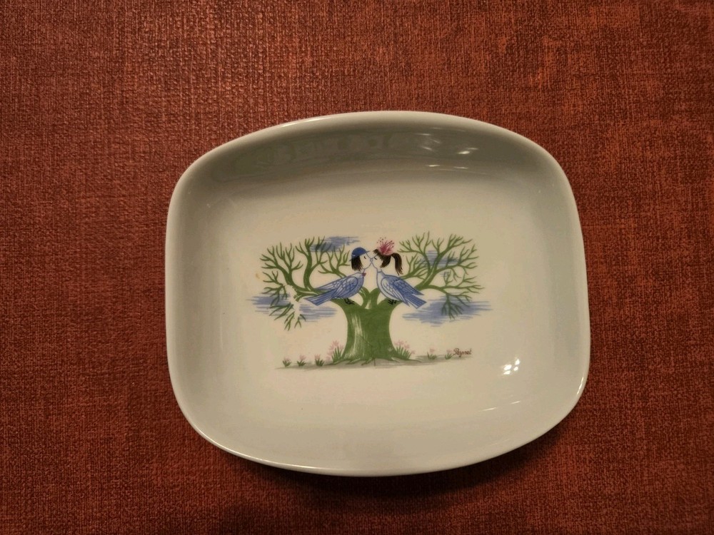 VINTAGE RAYMOND PEYNET ROSENTHAL LOVEBIRDS DISH SIGNED