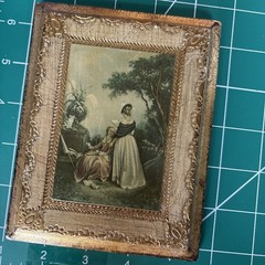 VTG Gold Gilt Italian Florentine Tole Wood Wall Picture Plaque 5 1/2” X 4 1/2”