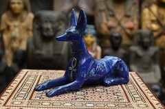 Lapis Lazuli Anubis Statue Ancient Egyptian Antiques God Sculpture Figurine