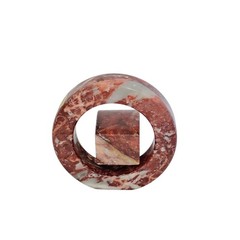 Noymer Brown Burgundy Real Marble Circle Art Sculpture Figurine Pakistan Vintage