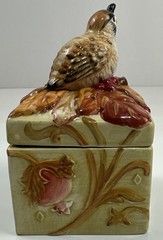 Fitz and Floyd Harvest Quail Fall Candy Dish Vintage Ceramic 1990s