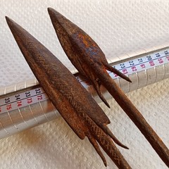 Ancient Relic Old 2 Iron Arrowheads Roman or Vikings 1 BC-13th century AD