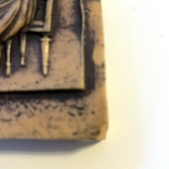 Mid Century German Wax Relief Wall Hanging of 1900 Swiss Gingerbread Cookie Mold