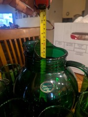 Anchor Hocking Vintage Emerald Green Pitcher & Glass Set. Made In USA