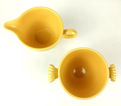 Vintage Fiesta HL Made in USA Yellow Open Sugar Bowl & Creamer 1938-1969