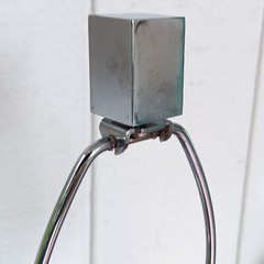 2 CHECKERBOARD chrome table lamp vtg pop mod mcm ’80s modernist art sculpture