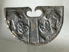 PHENOMENAL PRE-COLUMBIAN SILVER JAGUAR EFFIGY NOSE RING PENDANT GORGET PERU, COA