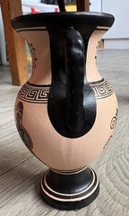 Hand Crafted in Greece by Adis DECORATIVE GREEK Print TWIN HANDLED 14cm URN Vase