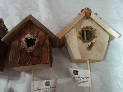 Home Interiors Birdhouse Floral Picks/ Set of 4/Natural Wood/Pine Cone Decor/New
