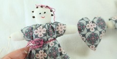 Handmade Cloth Doll Heart Decoration Craft Cottage Decor Country Friendship