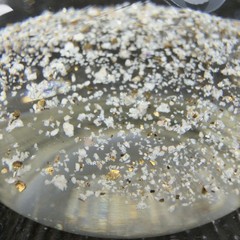 Hand Blown Italian Murano Art Glass Paperweight Dome With Sparkles Center Glass