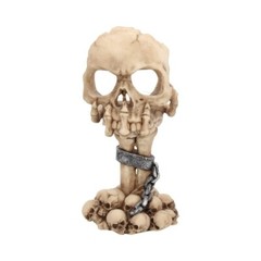 GOTHIC GOTH CULT COLLECTABLE SKULL AND SKELETAL HAND TEA-LIGHT HOLDER (U2074)