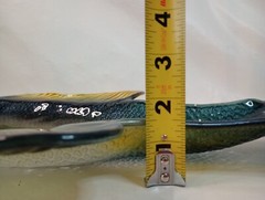 Vtg Largemouth Bass Large Art Glass Plate 24″ Serving Dish Platter Fish Decor
