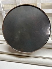 Vintage Toleware Candy Tin ~ Round Lid Covered Box ~ 10 inches in diameter